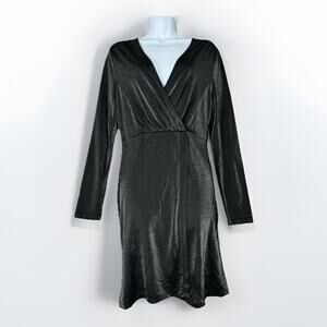 French Connection Womens Dress 10 Black Shimmer Arlene Jersey Metallic Cocktail